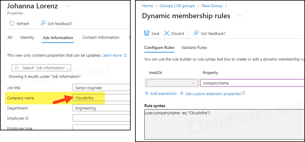 Dynamic membership rule for Microsoft 365 group