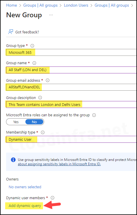 Click on Add dynamic query 