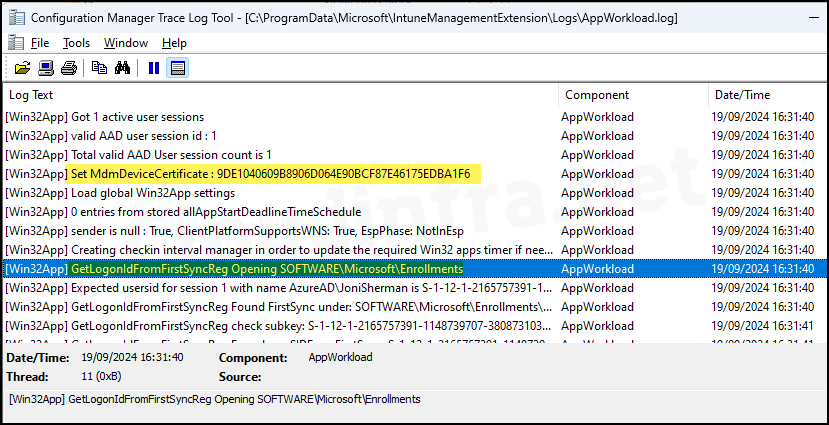 Set MdmDeviceCertificate and Load global Win32App settings