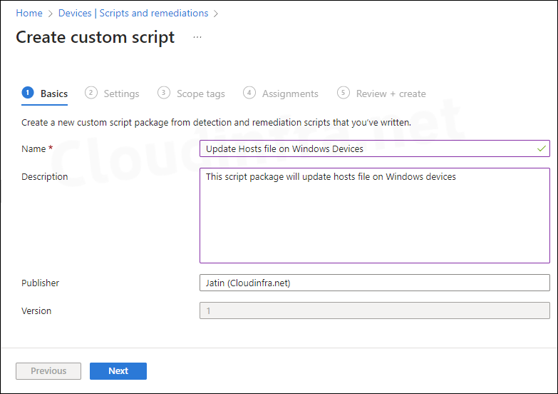 Create an Intune Remediation package for updating Hosts file in Windows devices