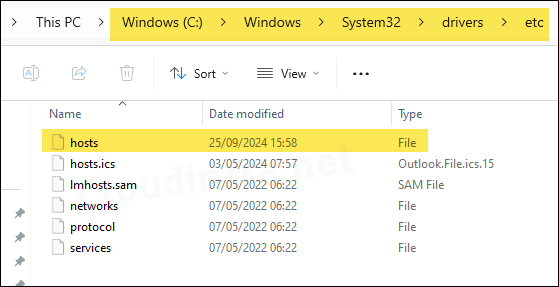 Windows hosts file location