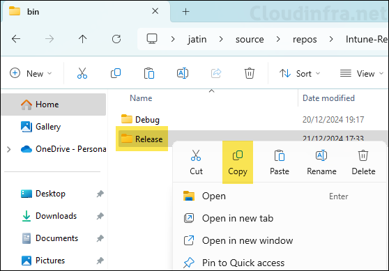 Copy Release folder and paste it on Intune Certificate Connector server