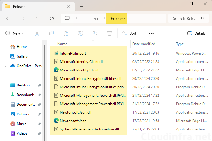 Release folder contents ImportPFX Powershell project 