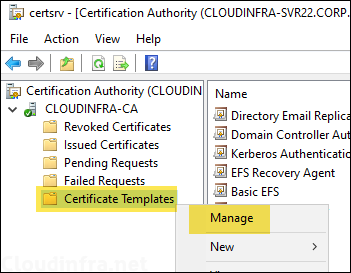 Manage Certificae template