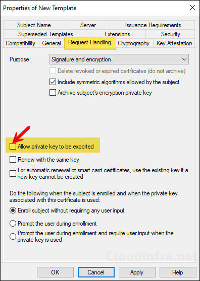 Uncheck Allow private key to be exported.