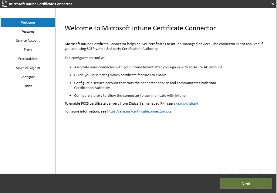 Welcome to Intune Certificate connector page