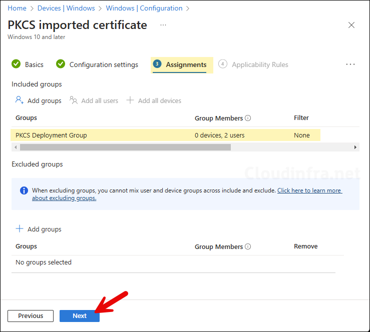 Assign PKCS Imported Certificate Profile to Entra Group