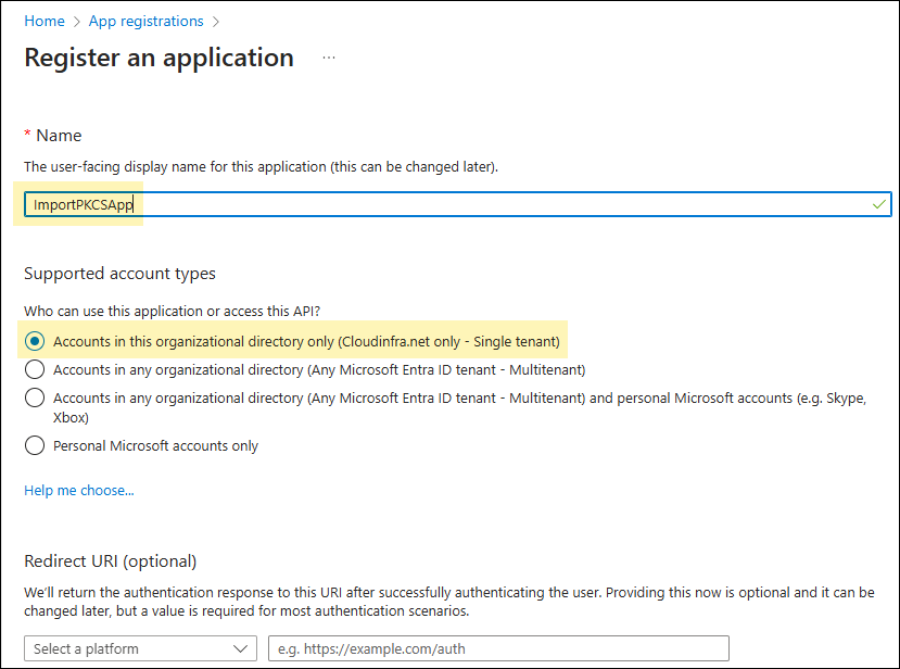 Create Import PKCS Entra App