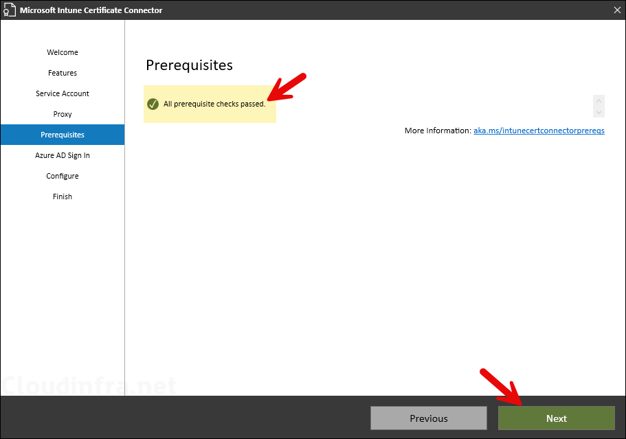 Prerequisites check Intune certificate connector