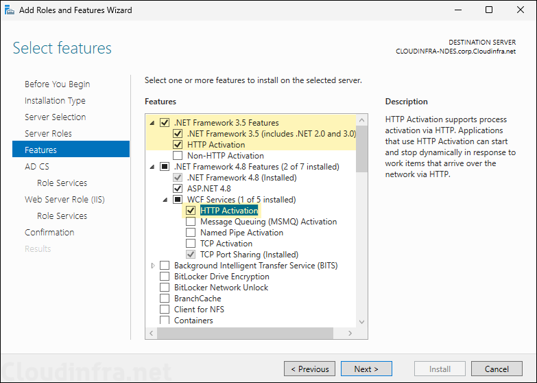 Select NDES role features