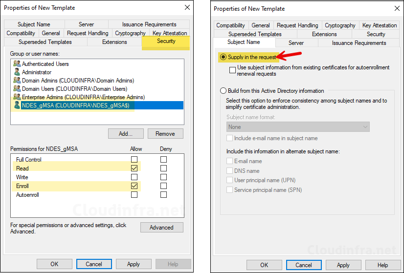 Add NDES Service Account and Provide Enroll permission