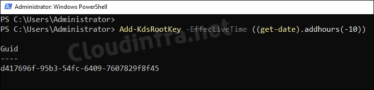 Add KDC root key on domain controller