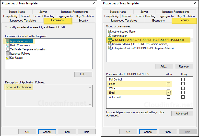 Add NDES Server and provide Enroll permissions.