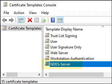 NDES-server template completed successfully