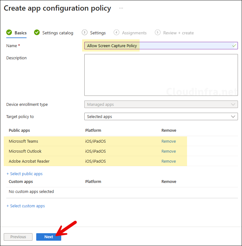 Allow Screen Capture App Configuration Policy