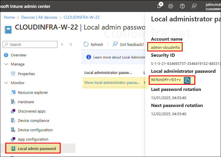 Retrieve Local admin account password LAPS