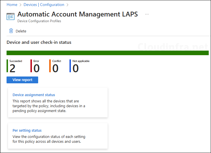 Monitoring Automatic Account Management Intune Policy