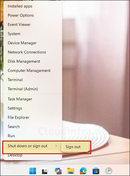 Sign out option available Intune