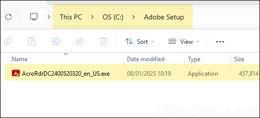 Adobe Reader DC exe file downloaded