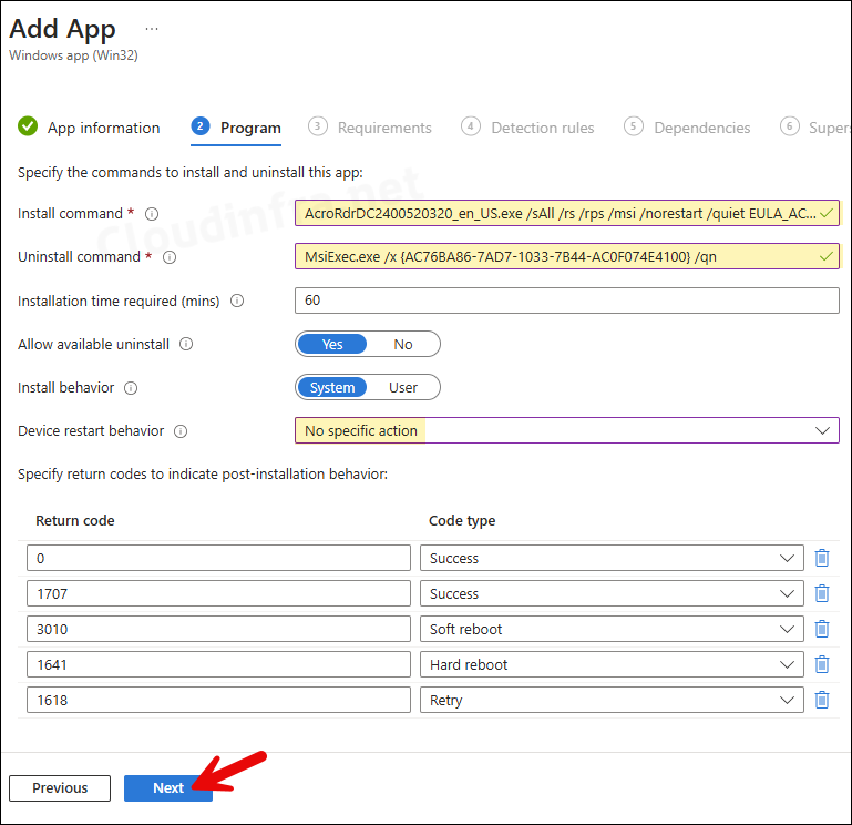 Program tab of Adobe Actobat Reader DC app 