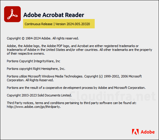 Check Adobe Acrobat Reader DC app version.