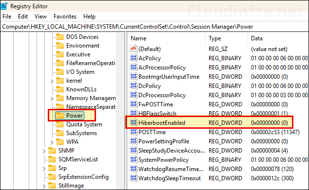 HiberbootEnabled registry key