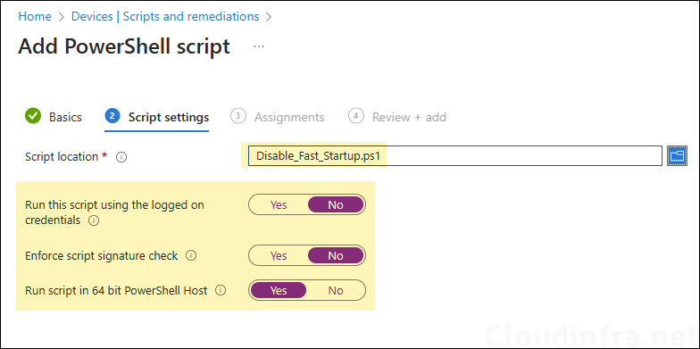 Disable Fast Startup in Windows using PowerShell script