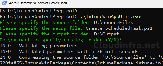 IntuneContentPrepTool execution
