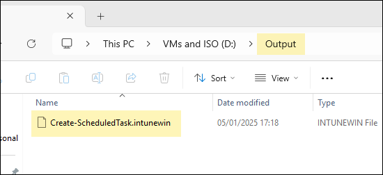 Intunewin file created successfully