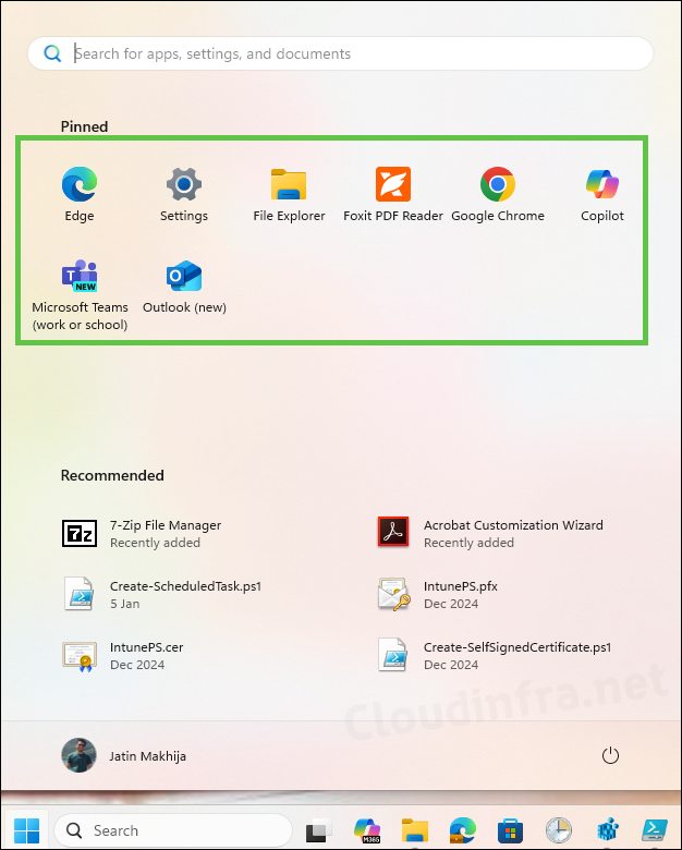 Start Menu Layout Pins Deployed Successfully