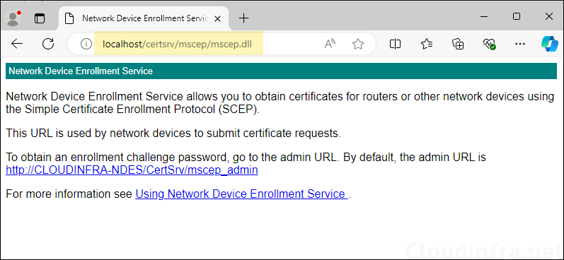 Test NDES server configuration