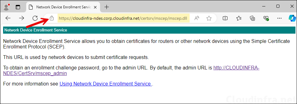 Test the NDES/SCEP URL