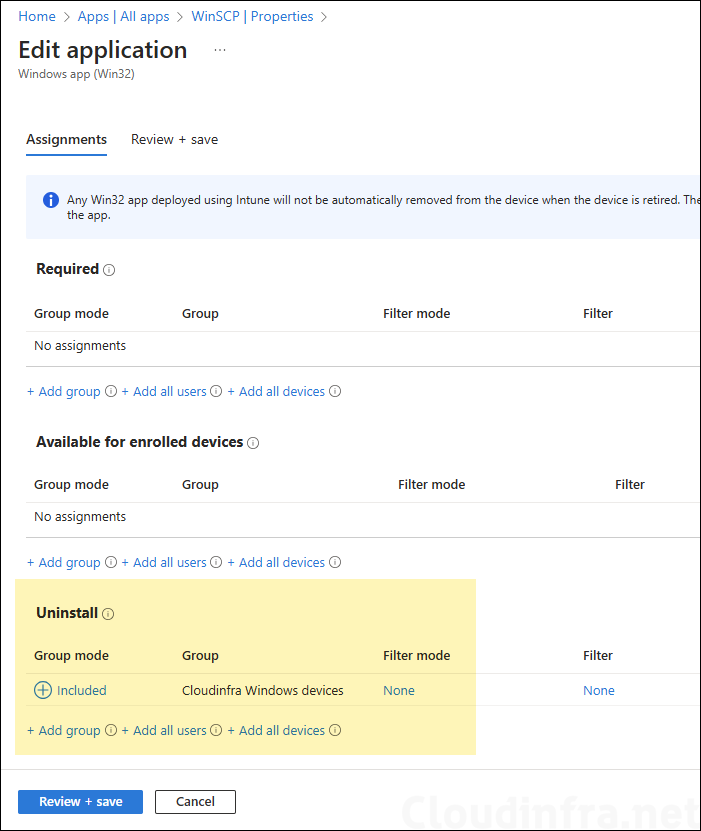 Uninstall WinSCP App using Intune Win32 app deployment method