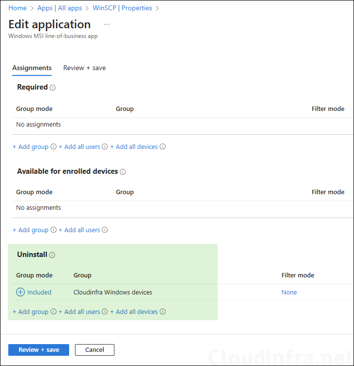 Uninstall WinSCP App using Intune MSI app deployment method