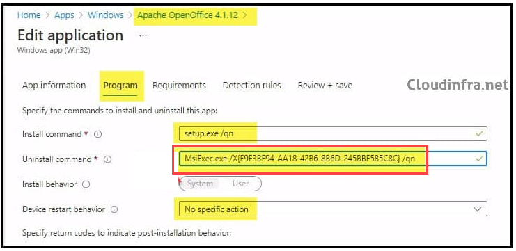 Using Win32 App Uninstall Command