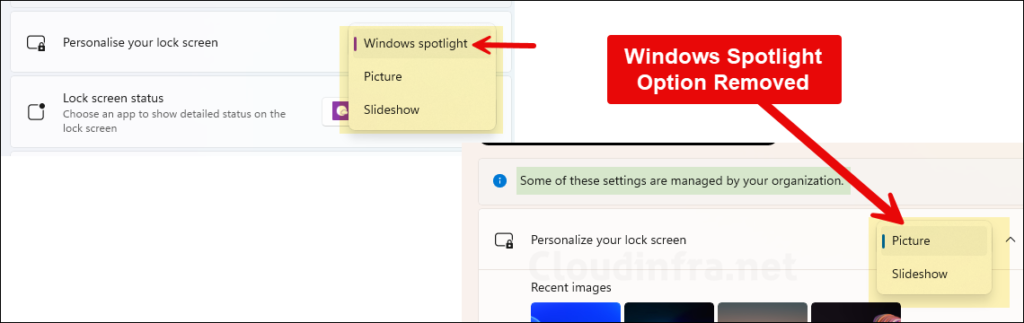 Windows Spotlight option missing Lock Screen background settings