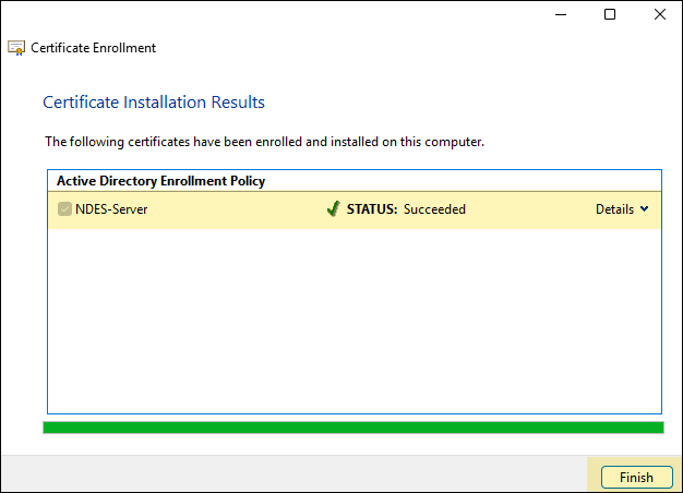 Certificate has been issued to the NDES server