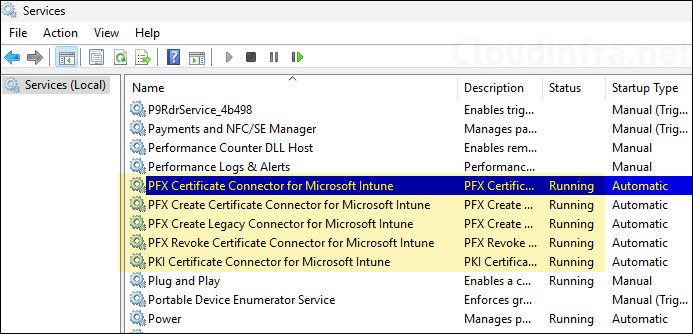 Intune certificate connector services