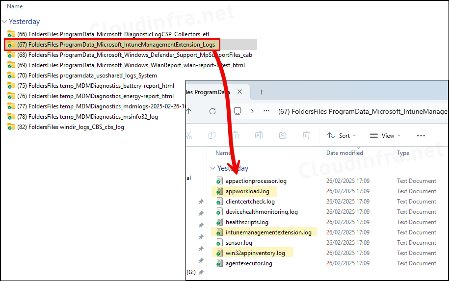 Intunemanagementextension.log Collect diagnostics log