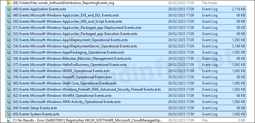 Event viewer Intune logs remotely collected