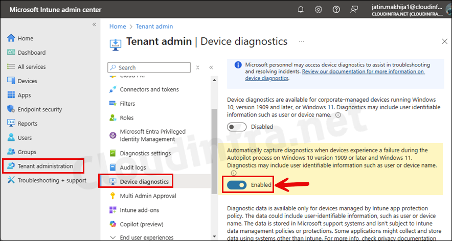 Collect Diagnostics logs Automatically for Autopilot