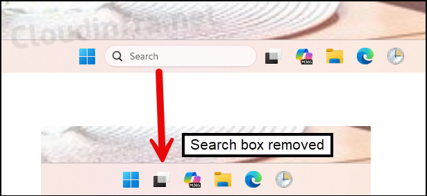 Search box removed from taskbar using Intune