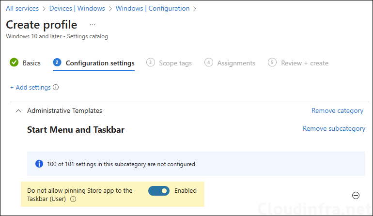 Do not allow pinning Store app to the Taskbar (User)