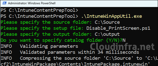 IntuneWin file creation command