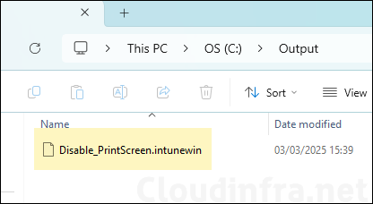 Disable_printScreen.intunewin file created successfully