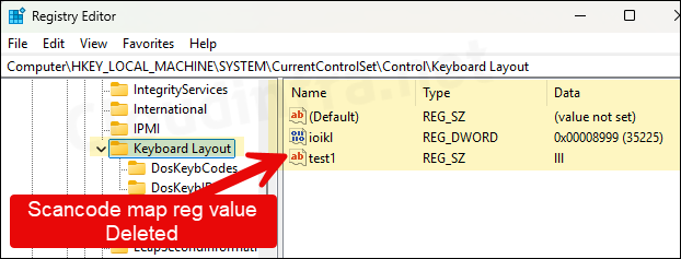 ScanCode Map registry entry deleted