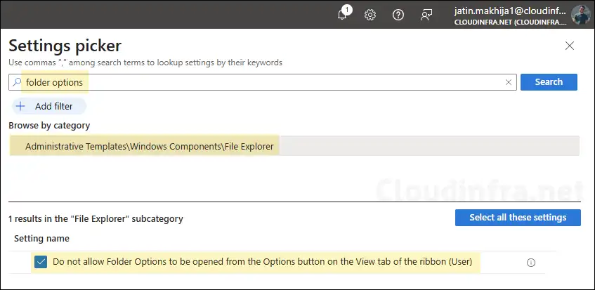 Disable/Block Folder Options using Intune