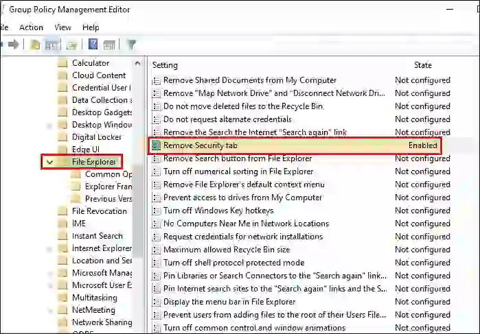 Remove Security Tab using GPO