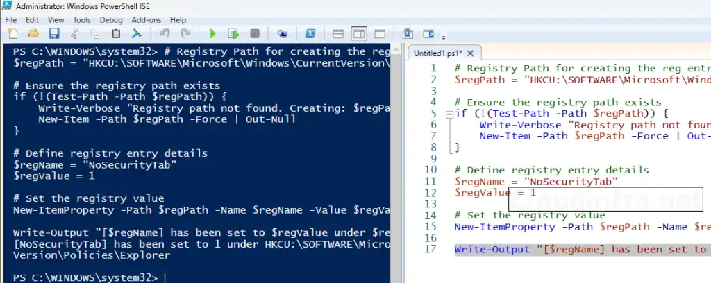 Remove Security Tab using PowerShell