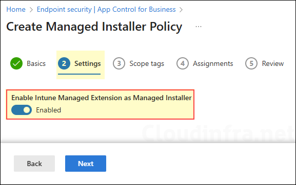 Enable Intune Managed Extension as Managed Installer